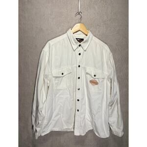 Harley Davidson All American Legend Snap‎ Up Long Sleeve Shirt White Mens XL